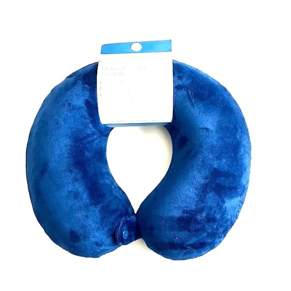 Protege‎ Memory Foam Navy Neck Pillow, Removable & Washable Cover, Snap Closure